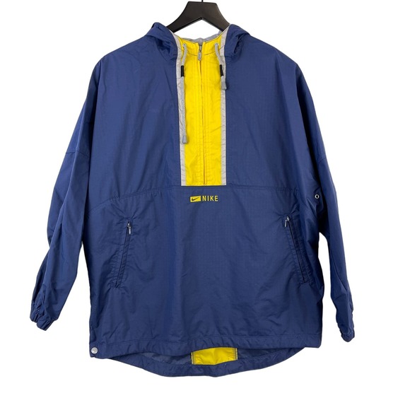 Nike Jackets & Blazers - Vintage Nike (M 8-10) Womens 1/2 Zip Pullover Windbreaker Jacket Blue Yellow